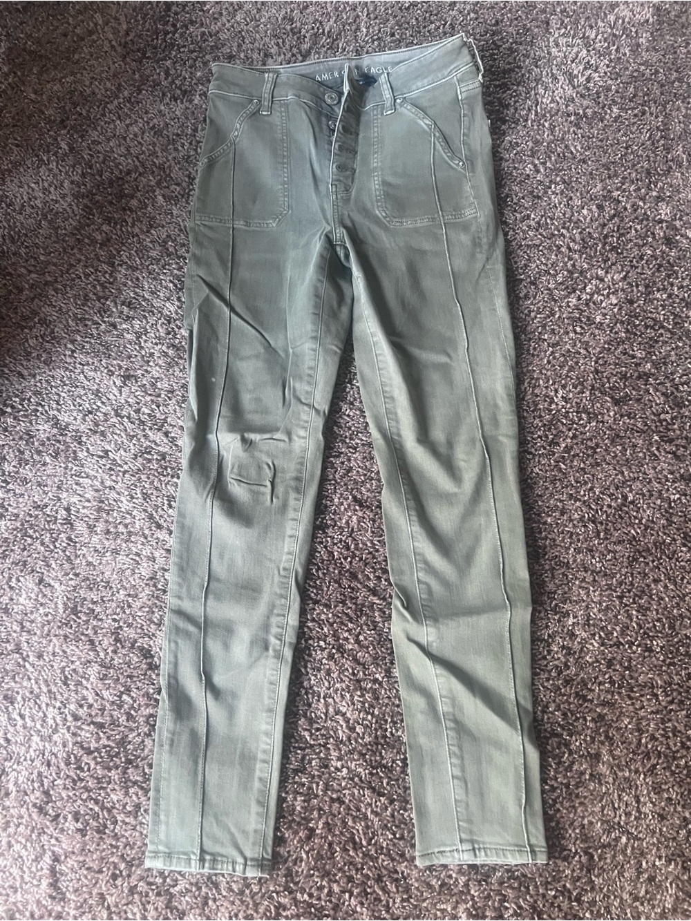 American Eagle Olive Green High-Rise Skinny Utility Pants